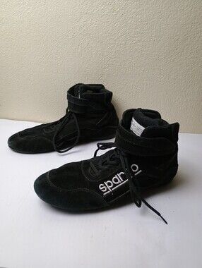 Sparco Race 2 Driving Black Suede High-Top Auto Racing Sneakers Ankle Support St
